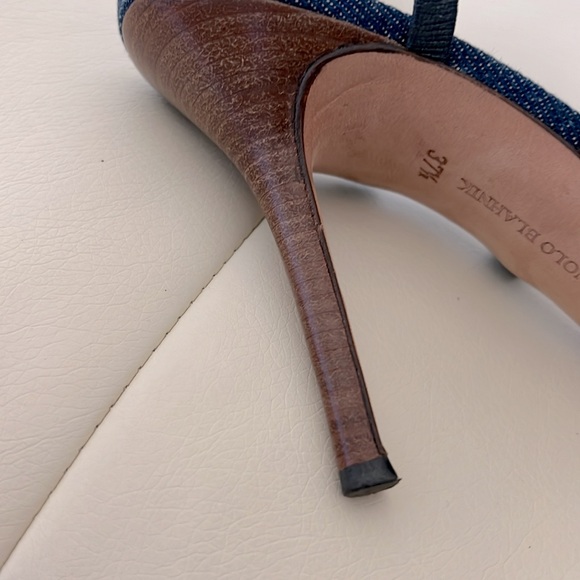 Manolo Blahnik | Shoes | Manolo Blahnik Denim Strappy Peep Toe Sandal ...